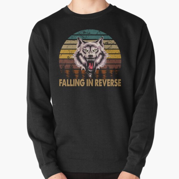 wolf face falling in reverse tour text white black shirt gift fans logo text - Falling In Reverse Pullover Sweatshirt RB3107 product Offical falling in reverse Merch
