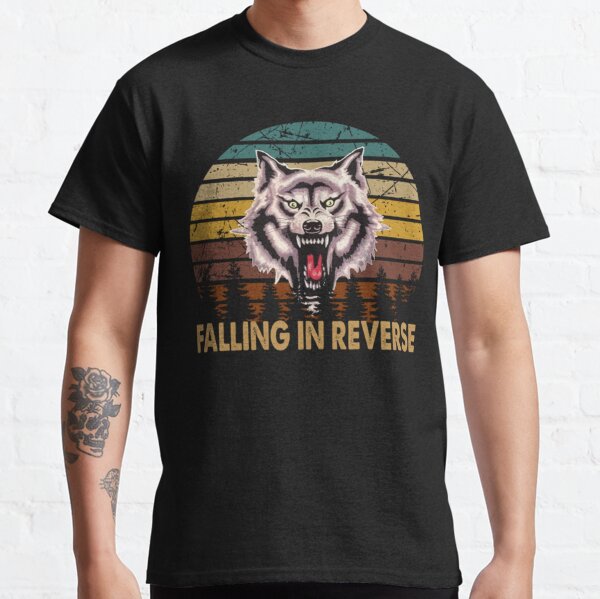 wolf face falling in reverse tour text white black shirt gift fans logo text - Falling In Reverse Classic T-Shirt RB3107 product Offical falling in reverse Merch
